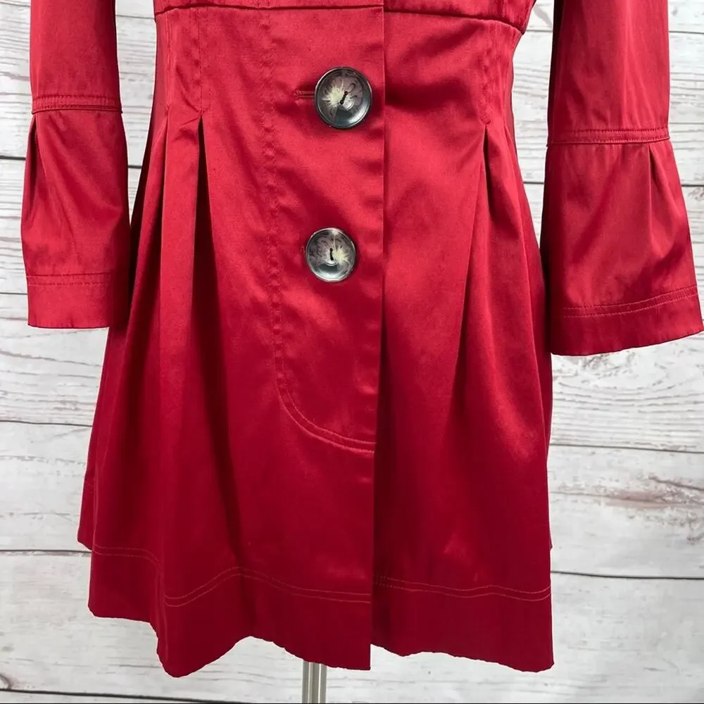BCX mid length red jacket 3/4 flare sleeves pockets - Picture 5 of 13